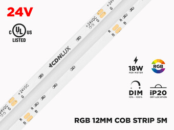 24V 5m iP20 12mm COB LED strip - RGB