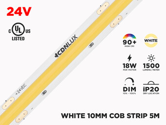 24V 5m iP20 10mm COB LED strip - White