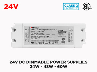 24V Universal Dimmable LED Driver - 24W, 48W or 60W (Class 2)