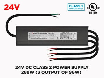 Transfo LED 24V DC 288W (3x96W) Classe 2 Non dimmable