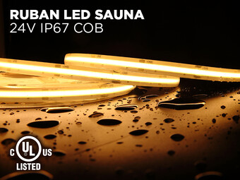 Ruban LED COB 10mm iP67 pour Sauna 24V Blanc - 5m