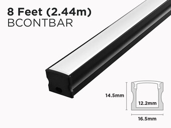 Continuous Lighting Black Aluminum Profile 8 feet (2.44m)