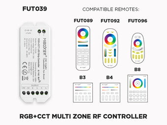 1 to 8 Zones Self repeating RF RGB+CCT LED controller - FUT039 (Upgraded)