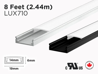 8 feet interior aluminum U shape profile for LED Strip (LUX710)