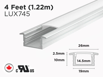 4 feet interior and exterior aluminum U shape profile for LED Strip (LUX745)
