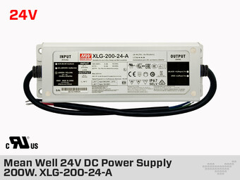 Mean Well Outdoor 24V DC Power Supply 200W 8.3A (XLG-200-24-A)