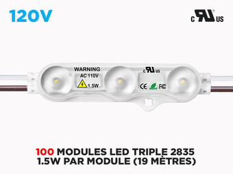 Ensemble de 100 Modules LED Triple 2835 Epistar 110V AV (1.5w / Module)