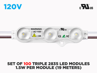 AC 110V - Set of 100 Triple 2835 Epistar LED Modules ( 1.5w / Module )