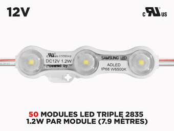 Set of 50 Triple 2835 LED Samsung Modules ( 1.2w per Module ), Color-Temperature : 3000K-3500K Warm White 
