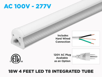 18W 4 ft LED T8 Integrated Tube - Frosted Diffuser - (LY-T8DL1200-18W)