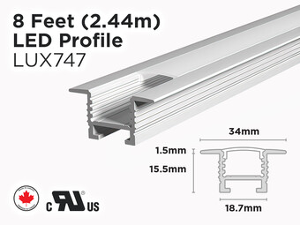 8 feet interior and exterior aluminum U shape profile for LED Strip (LUX747)