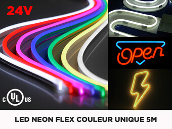 LED Neon Flex Couleur Unique 5m - 24V DC