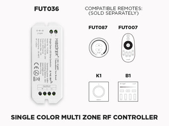 1 to 4 Zones Self Repeating RF Single Color LED Controller - FUT036 (Upgraded)