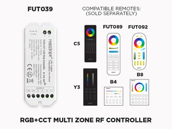 1 to 8 Zones Self repeating RF RGB+CCT LED controller - FUT039 (Upgraded)