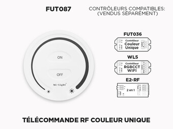 Télécommande Murale RF 1 Zone pour Rubans LED Couleur Unique (FUT087)