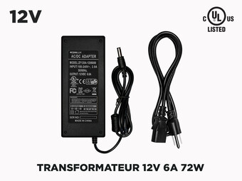 Transfo 12V 6A (72W) pour Rubans LED
