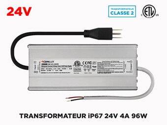 Transfo LED Intérieur Extérieur 24V iP67 4A (96W)
