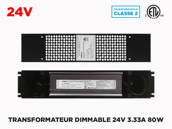 Transfos LED Dimmables 24V 80W à voltage constant (Classe 2)