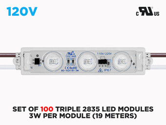 AC 110V - Set of 100 Triple 2835 Epistar LED Modules ( 1.5w / Module )