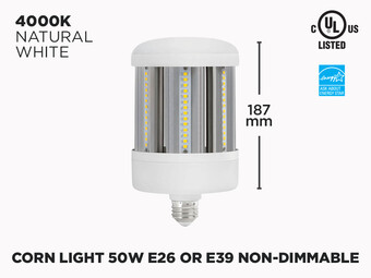 Corn Light 50W E26 or Mogul E39 LED Light Bulb