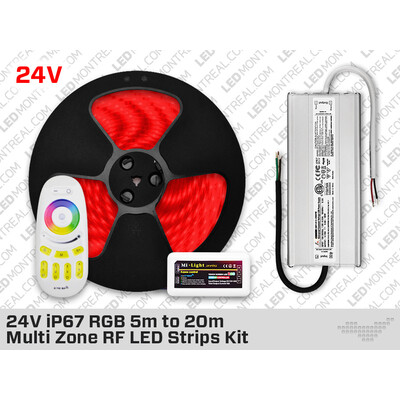 Kit de Ruban LED iP67 24V RGB 5050 à 30 LEDs/m – 5m à 20m - LED