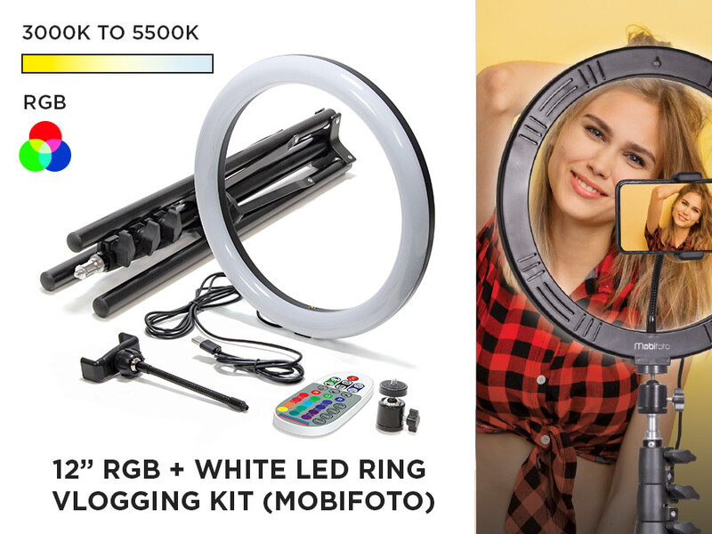 12” Bi-Color LED Ring Vlogging Kit (Mobifoto)