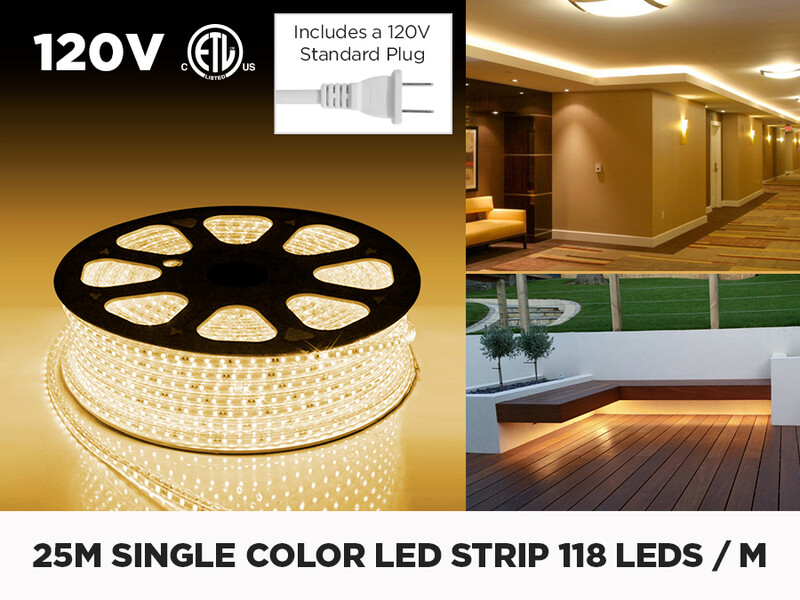 12V 5m iP65 3528 Single Color LED Strip - 60 LEDs/m (Strip Only)