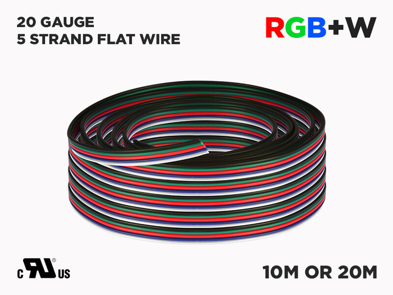 RGBW Flat Wire for LED Strips 20 Gauge (10 or 20 meters), Length: 20 Meters