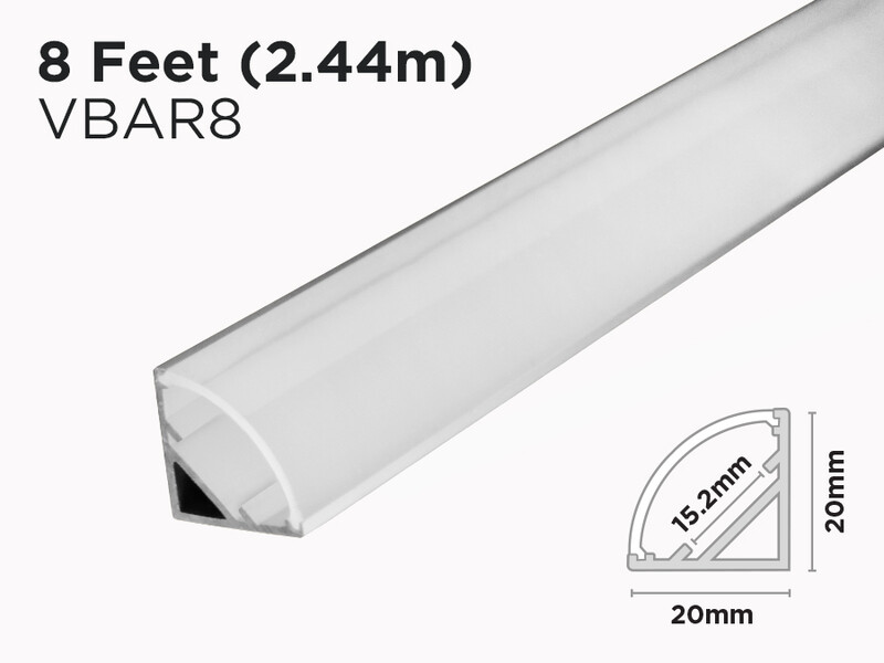 8 feet - 45 degree aluminum profile for LED Strip (VBAR8)