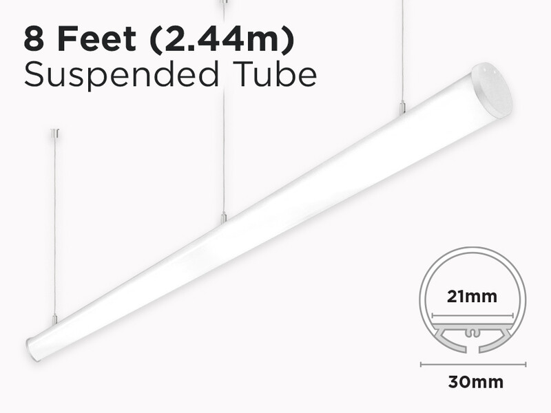 2.44m (8 Feet) Suspended Architectural LED Tube Profile for LED Strip - 30mm diameter