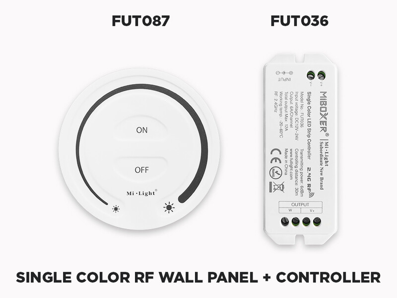 1 Zone RF Wall Remote and Controller Kit for Single Color LED Strip