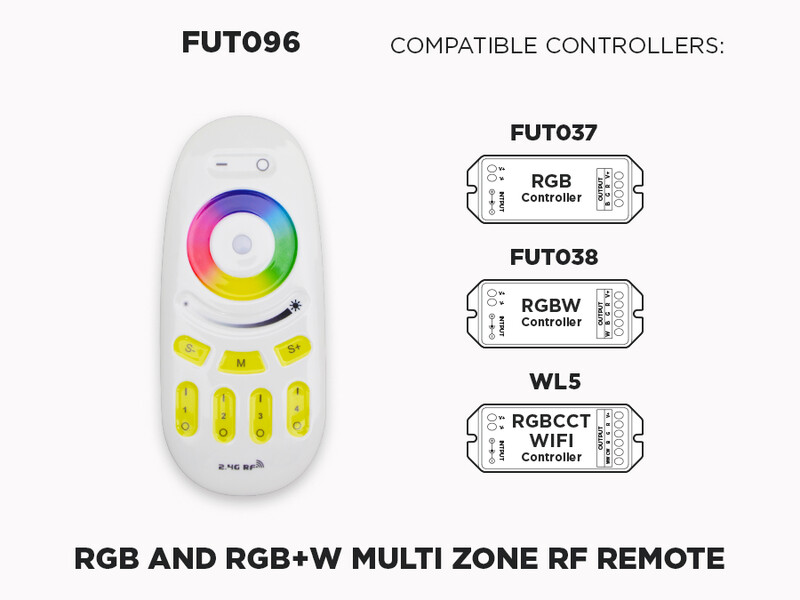 4 Zone RF Remote for RGB and RGB+W LED Strips (FUT096)