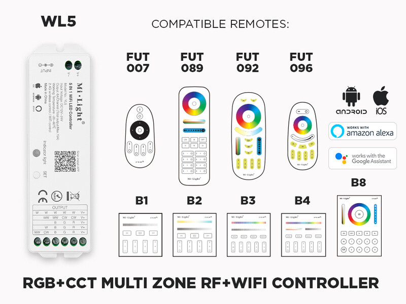 WL5 - Contrôleur 5 en 1 Wi-Fi pour Rubans LED – Alexa et Google Assistant