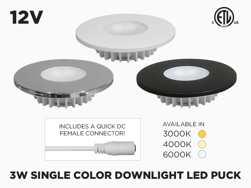 Rondelle LED 80mm 12V 3W de Couleur Unique avec CCT Ajustable. Calibre professionnel
