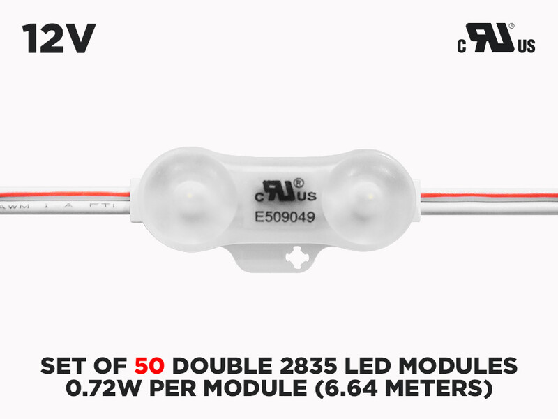 Set of 50 Double 2835 LED Samsung Modules ( 0.72w per Module ), Color-Temperature : 3000K-3500K Warm White 
