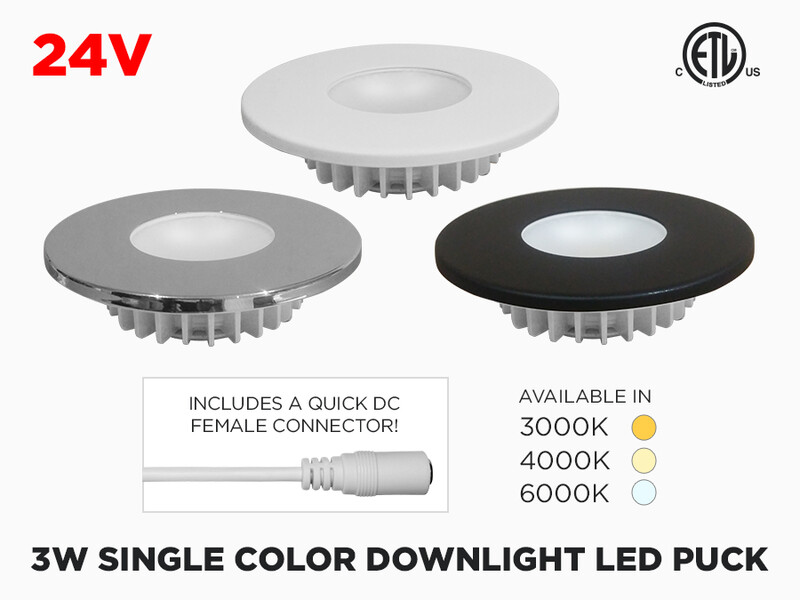 Rondelle LED 80mm 24V 3W de Couleur Unique avec CCT Ajustable. Calibre professionnel