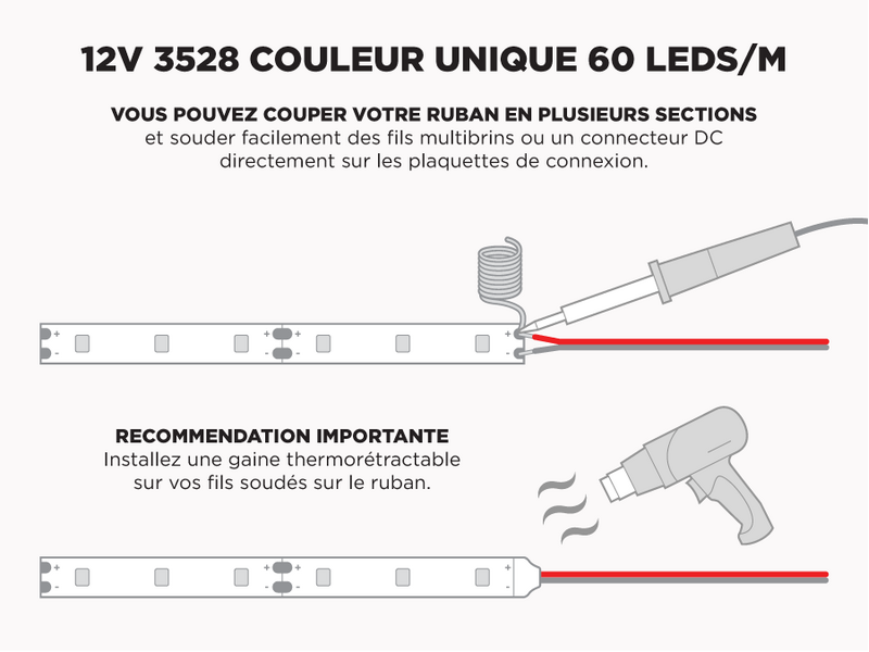 12V 1m iP65+ 3528 Single Color LED Strip - 60 LEDs/m (Strip Only), Couleur-Température: 4000K Blanc Naturel, 3 image