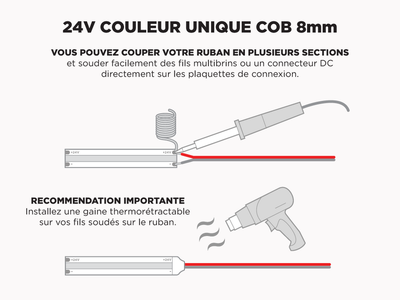 Ruban LED COB 8mm iP20 24V Blanc – 5m, Couleur-Température: 3500K Blanc Doux, 3 image