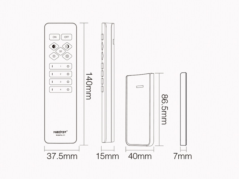 Télécommande RF 4 Zones pour Rubans LED Couleur Unique ou Blanc CCT Variable (C1)