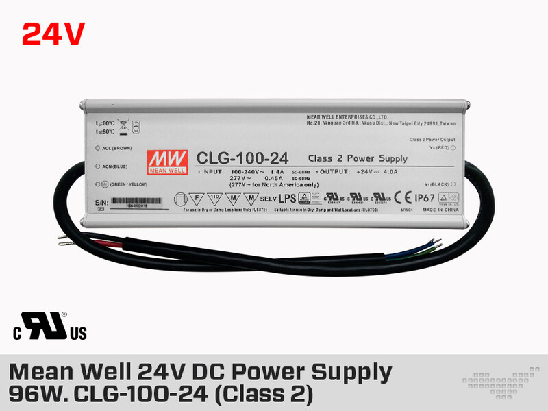 Mean Well Outdoor 24V DC Power Supply 96W 4A Class 2 (CLG-100-24)