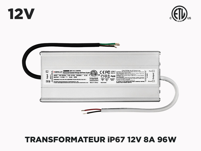 Transfo LED Intérieur Extérieur iP67 12V 8A (96W)