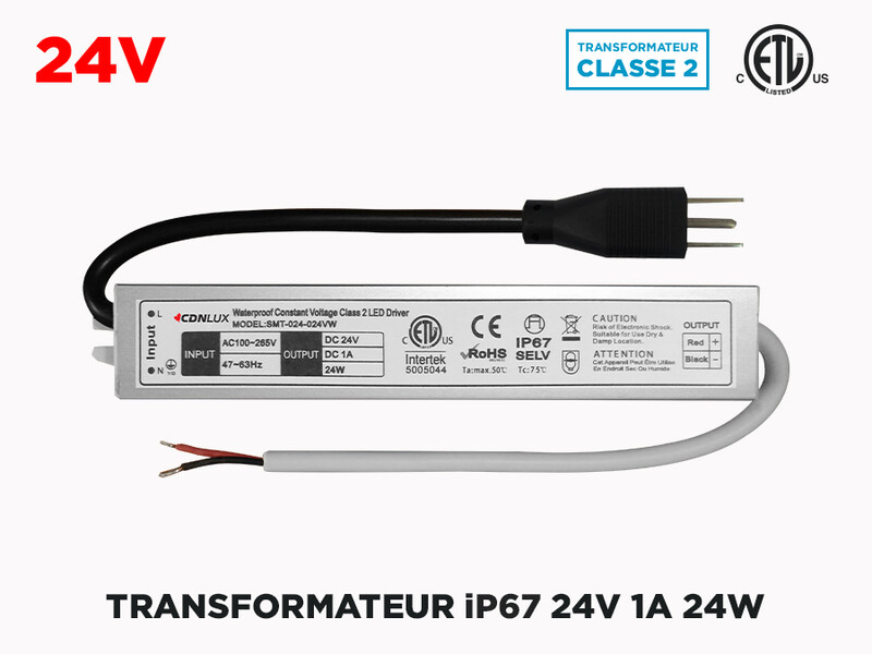 Transfo LED Intérieur Extérieur 24V iP67 1A (24W)
