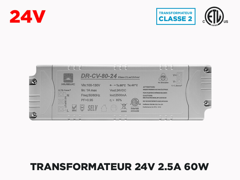 Transfo 24V DC à branchement direct pour LED