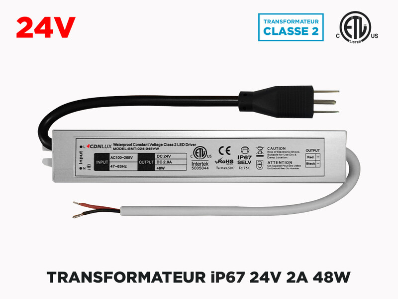 Transfo LED Intérieur Extérieur 24V iP67 2A (48W)