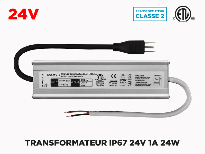 Transfo LED Intérieur Extérieur 24V iP67 3A (72W)