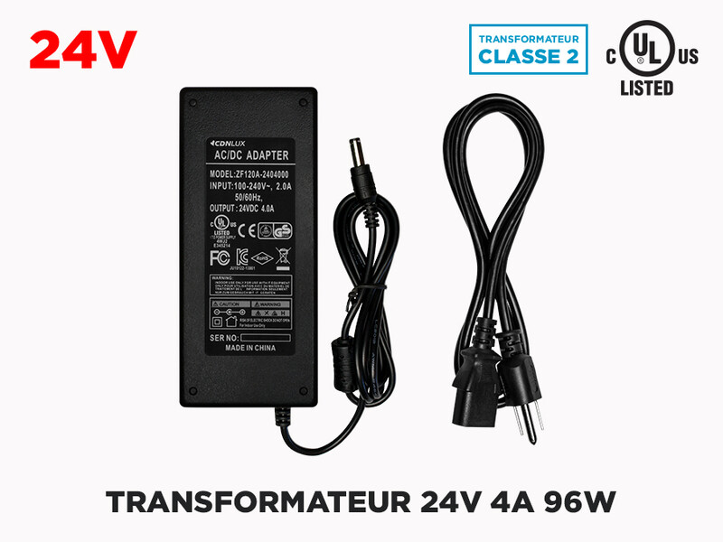 Transfo 24V 4A (96W) pour Rubans LED (Classe 2)