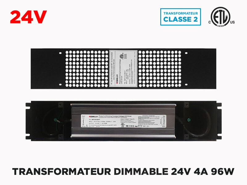 Transfos LED Dimmables 24V 4A 96W à voltage constant (Classe 2)