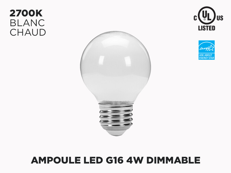 Ampoule LED G16 4W E26 Dimmable - PLF1602