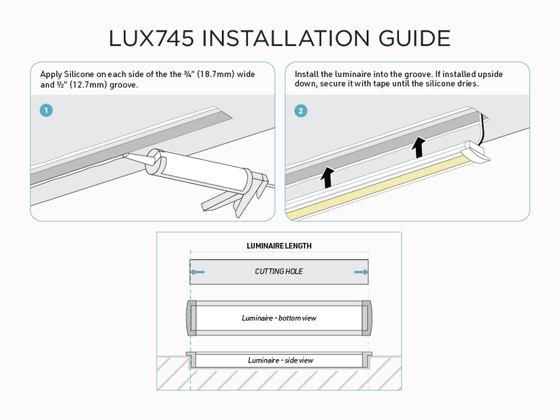 4 feet interior and exterior aluminum U shape profile for LED Strip (LUX745)