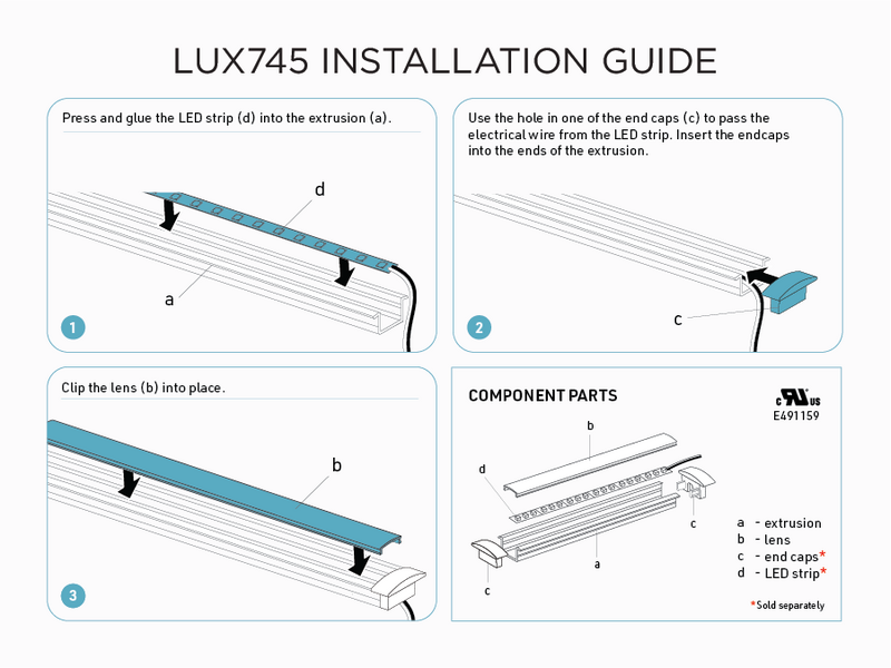 4 feet interior and exterior aluminum U shape profile for LED Strip (LUX745)